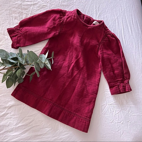 Zara Kids Red Maroon Oversized Button Shift Dress. Size 5 - Picture 2 of 7